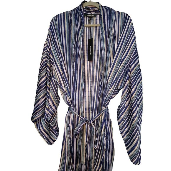 NWT BCBG MAXAZRIA LIGHT STRIPE MINI WRAP JACKET KIMONO COVER UP SIZE M / L $128 - Picture 7 of 16